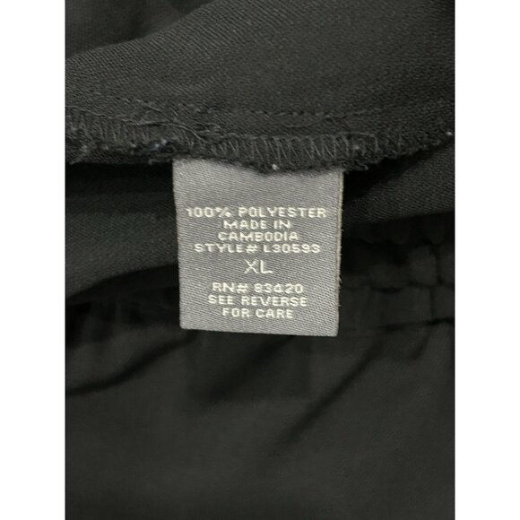 Kate & Mallory Lace Trim Cropped Pants Black Sz XL Drawstring Elastic Waist Chic - Picture 7 of 11